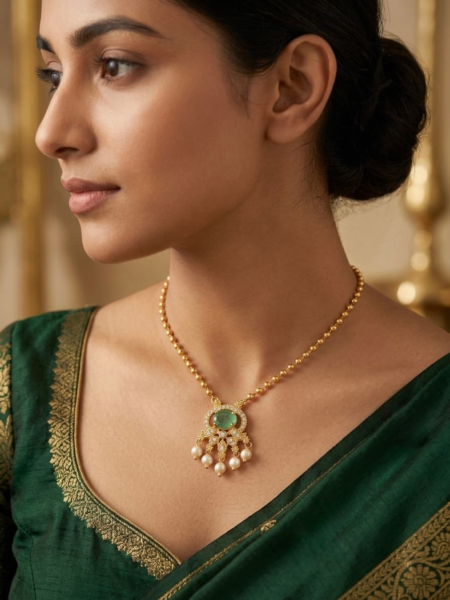 Tulasi Pearl Pendant Necklace & Earring Set